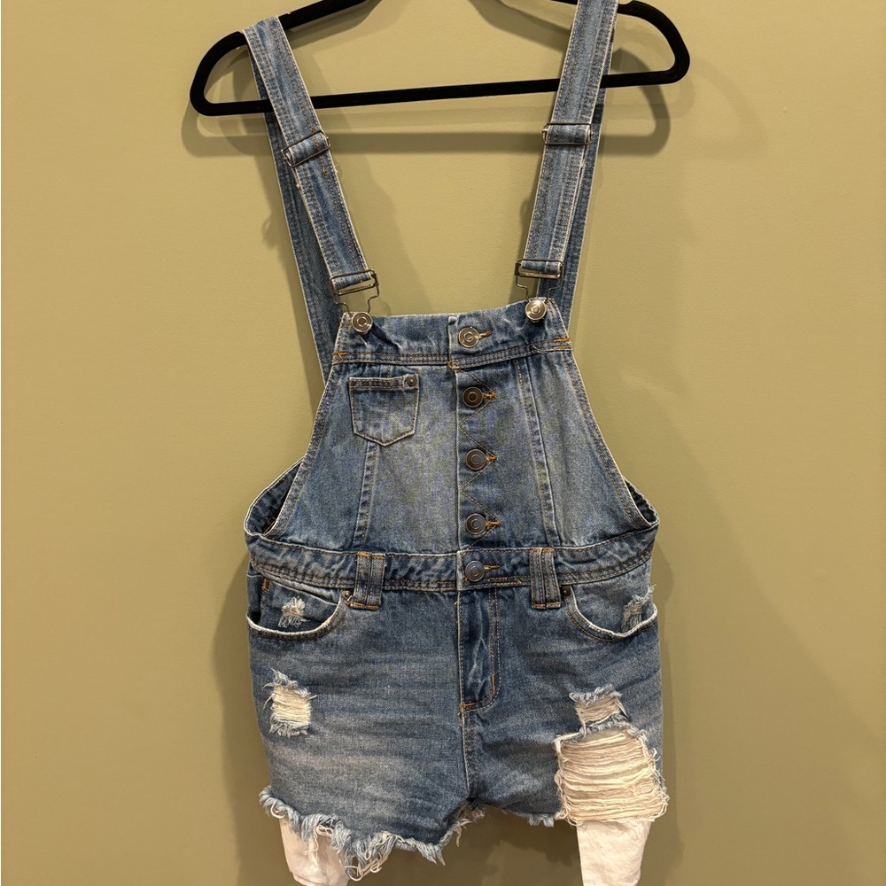 Blue denim overalls, great for summer!